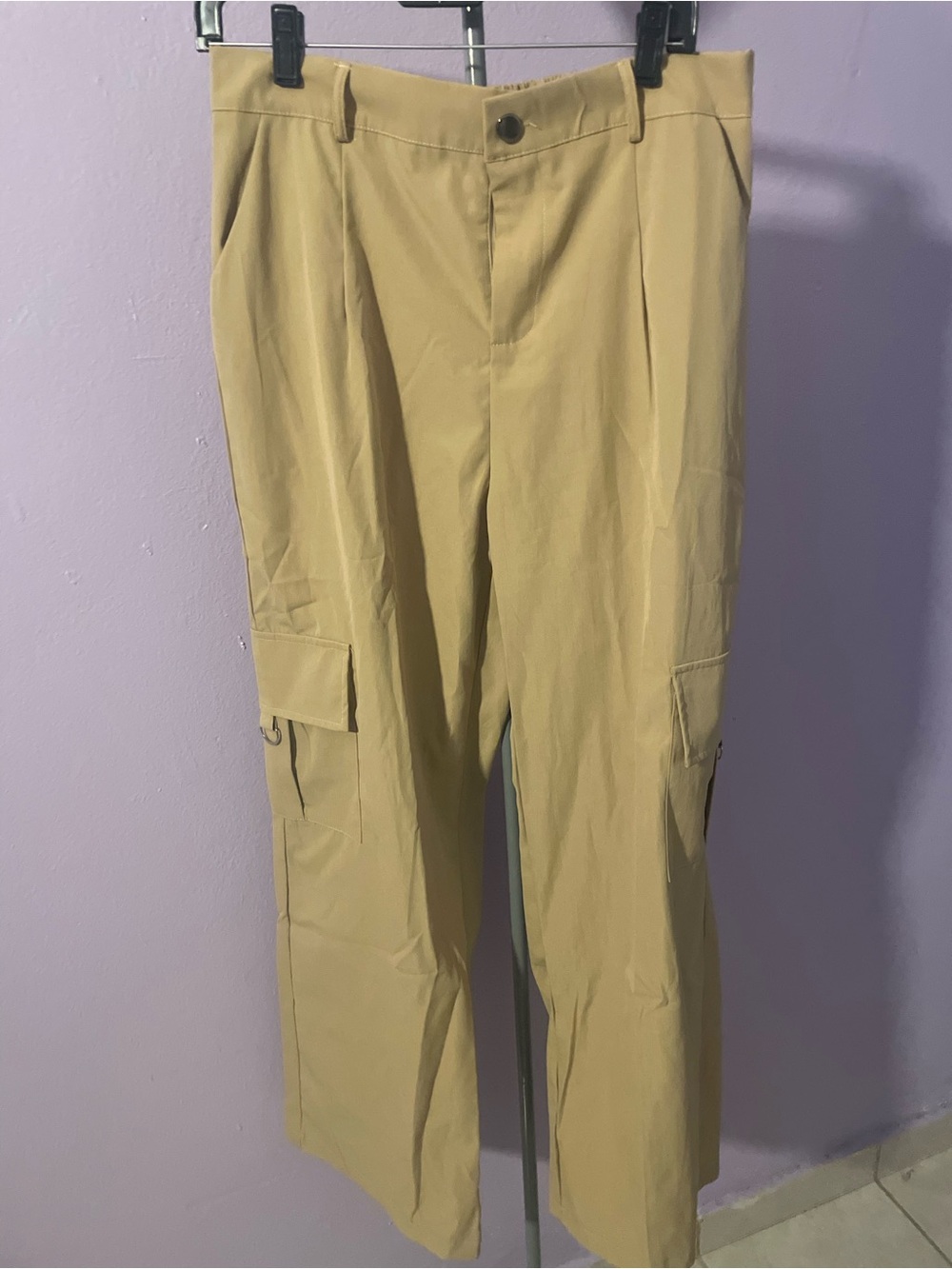 Woman Tan Cargo Pants - Classic Straight Fit